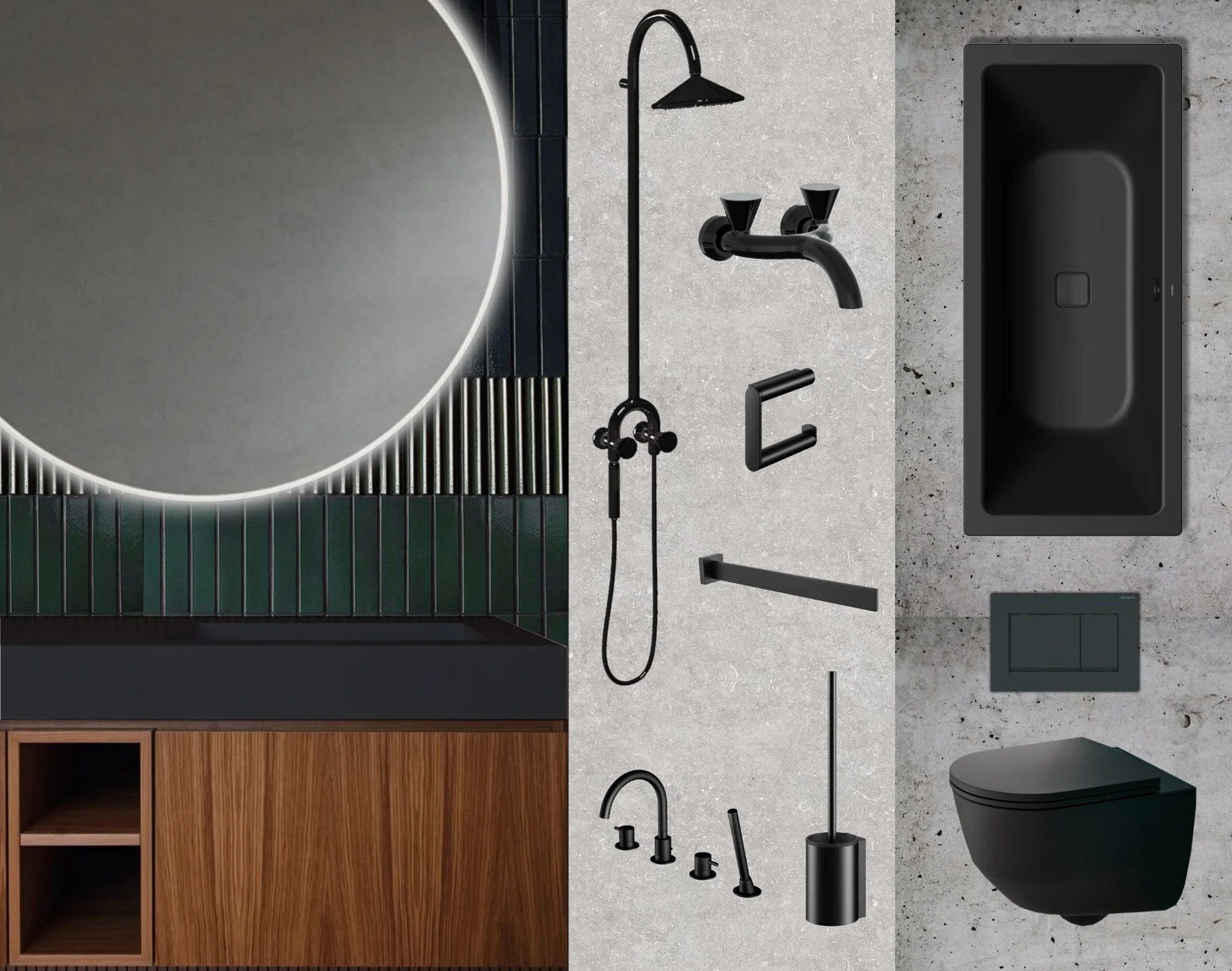 Materialcollage der Bäder